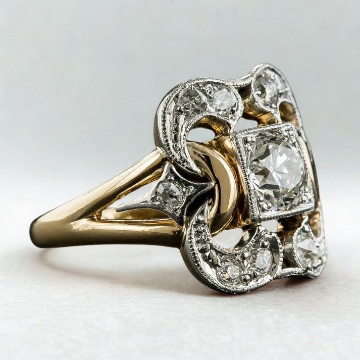 Vintage-Goldring mit Zirkonias