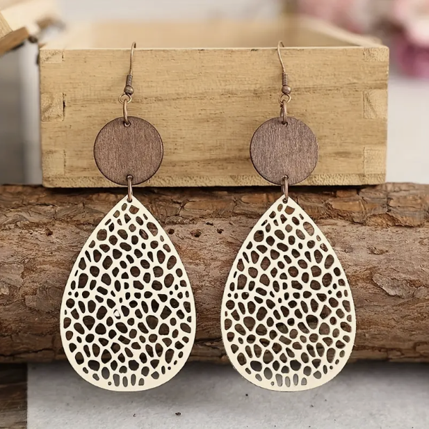 Vintage-Leder-Hängende Ohrringe