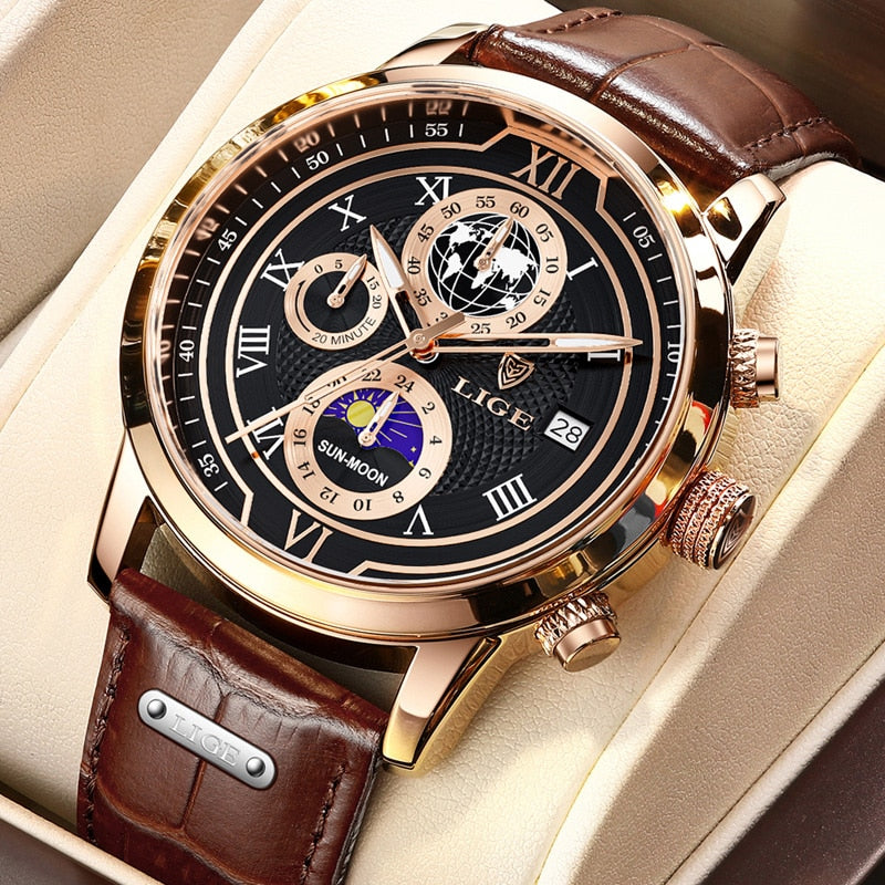 Chronographuhr mit Premium-Lederarmband