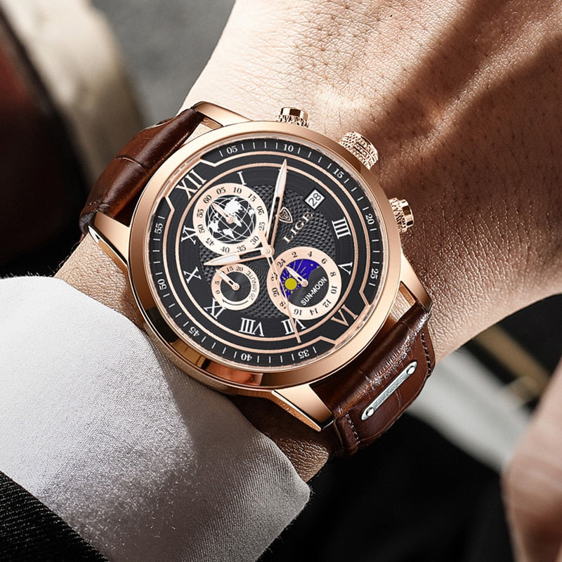 Chronographuhr mit Premium-Lederarmband