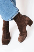 Beatrice | Women's Block Heel Orthopedic Suede Ankle Boots with Side Zip