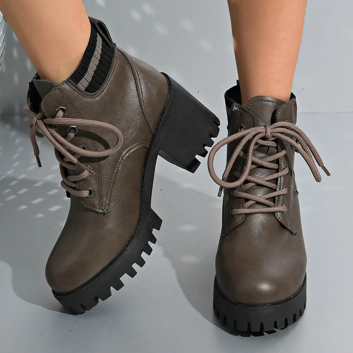 Boots For Women | Platform Lug Sole Lace-Up