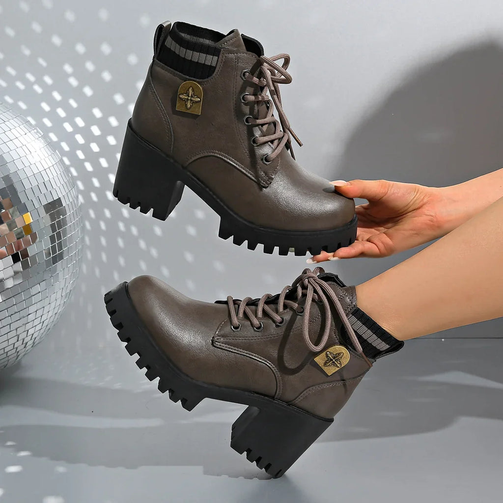 Boots For Women | Platform Lug Sole Lace-Up
