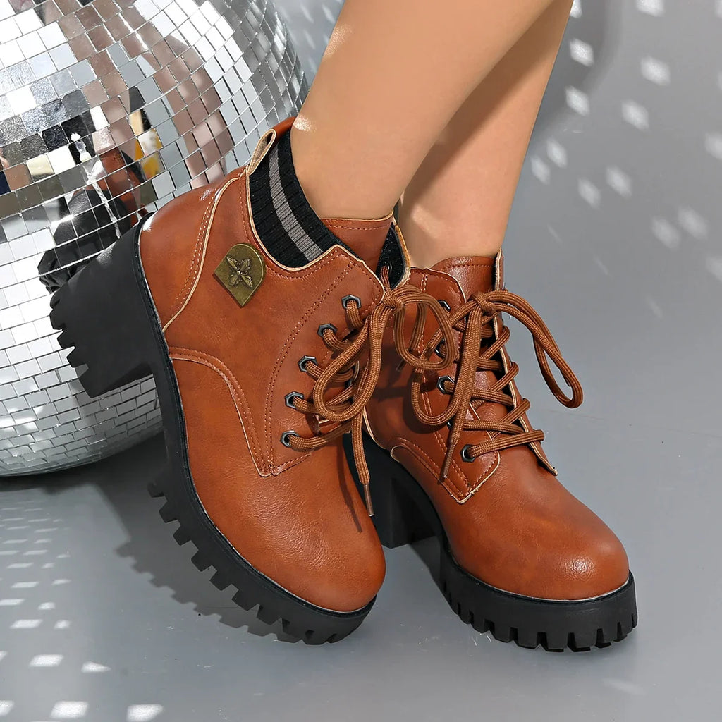 Boots For Women | Platform Lug Sole Lace-Up