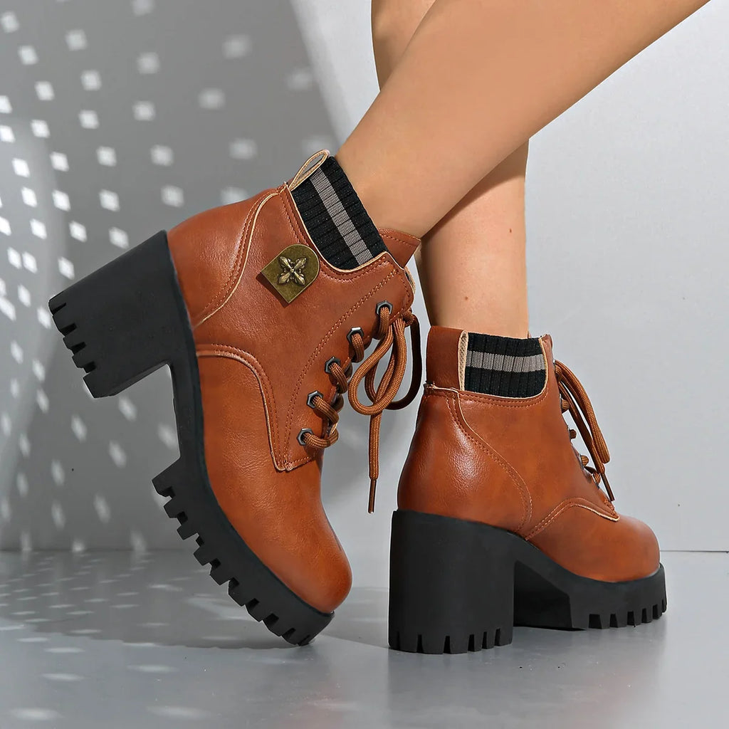 Boots For Women | Platform Lug Sole Lace-Up