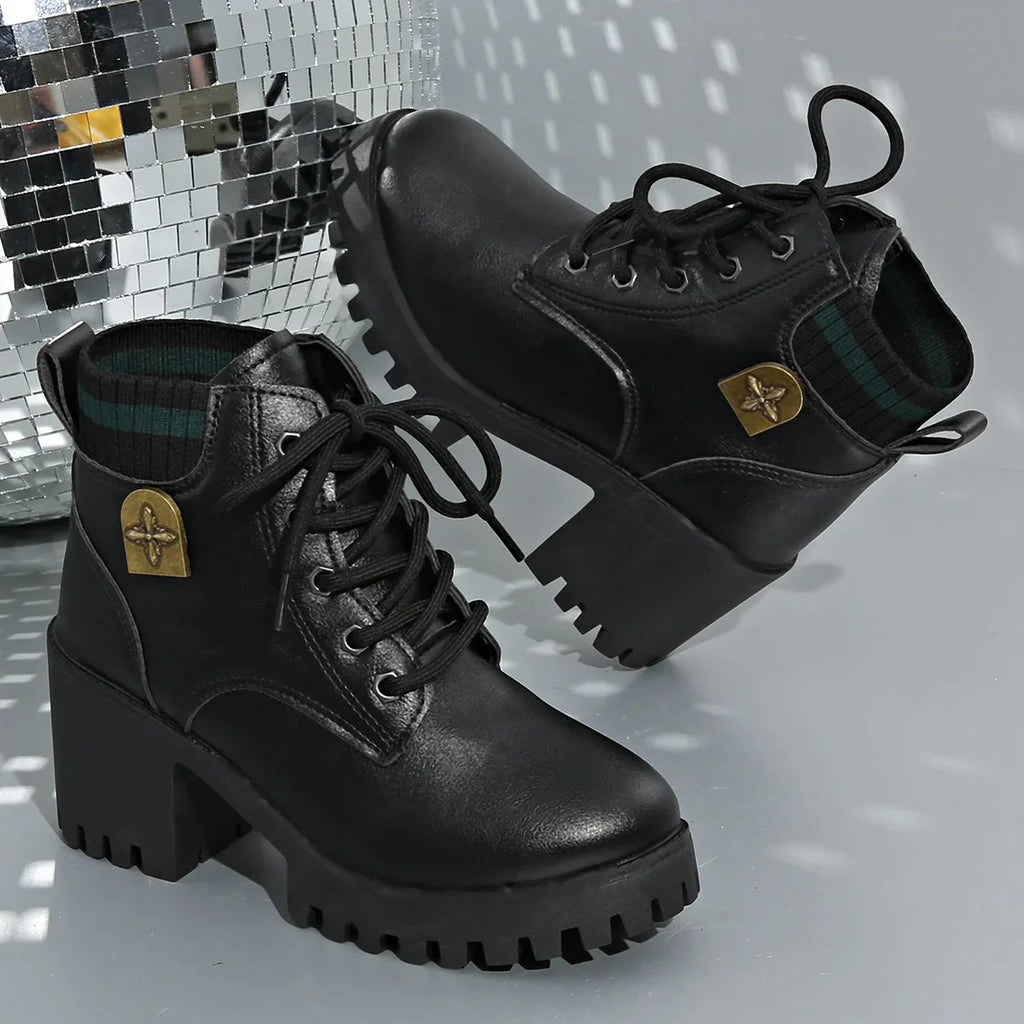 Boots For Women | Platform Lug Sole Lace-Up
