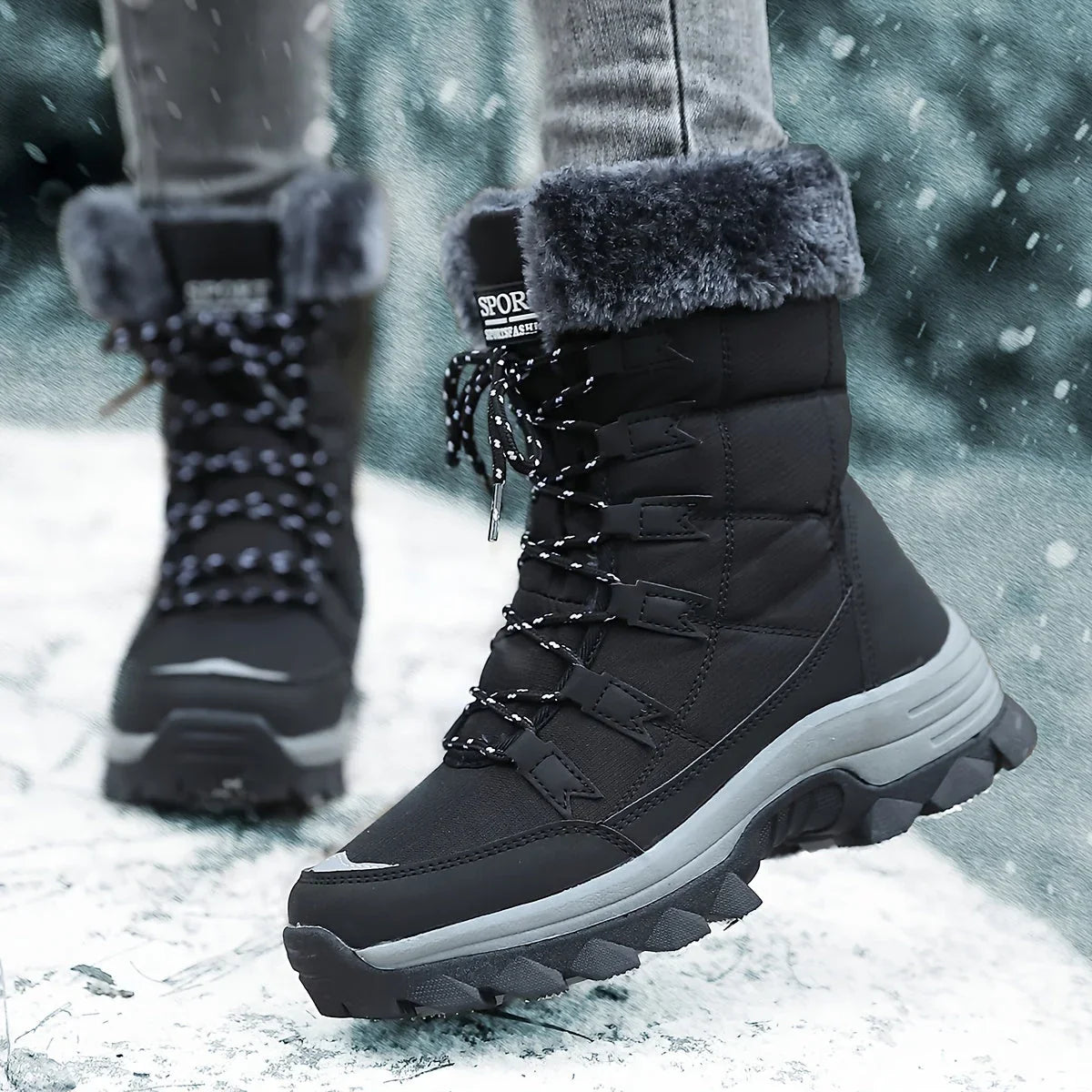 Boots For Women | Snow Lace-Up Faux Fur