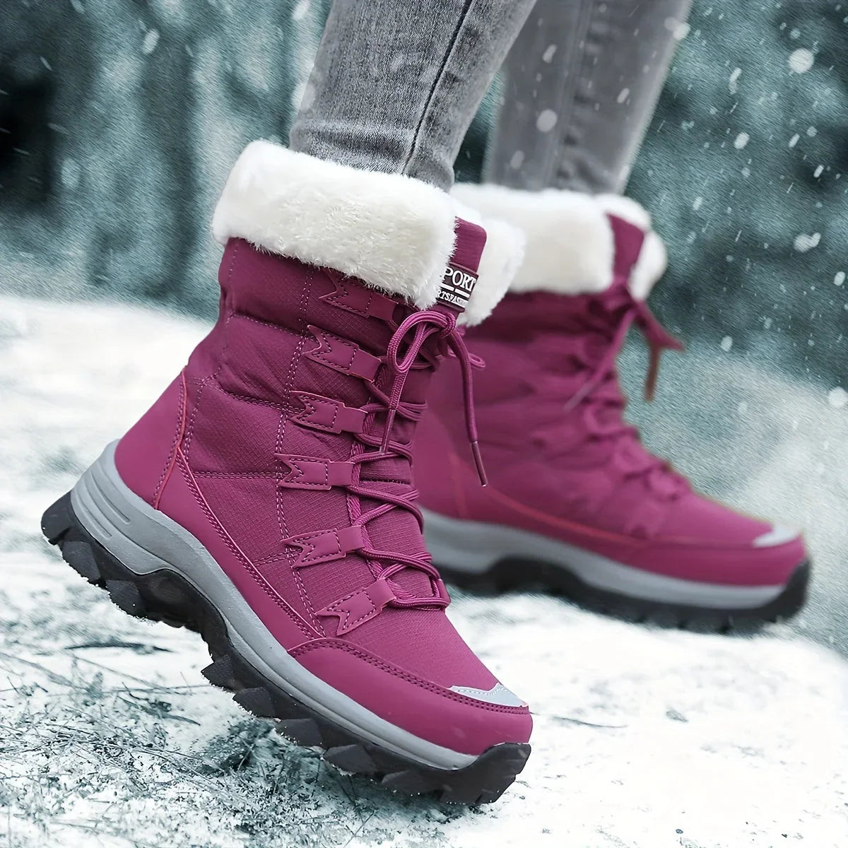 Boots For Women | Snow Lace-Up Faux Fur