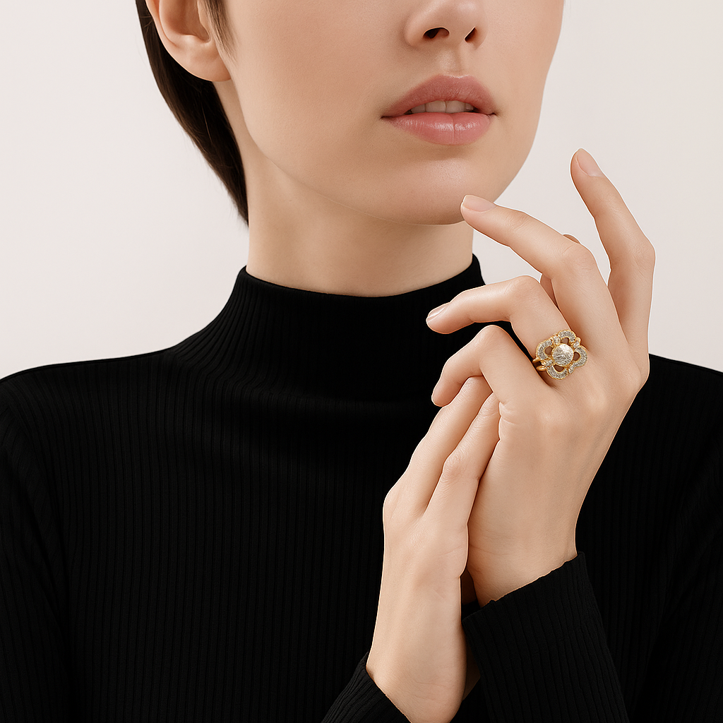 Vintage-Goldring mit Zirkonias