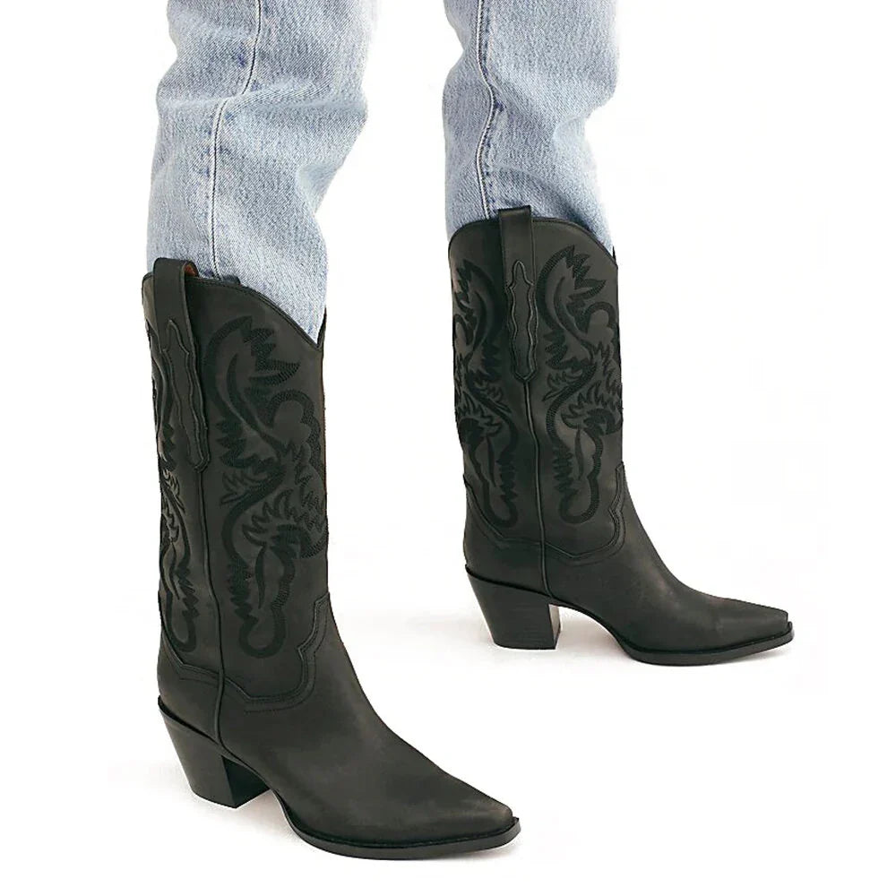 Claire | Women's Block Heel Pointed Toe Western Boots