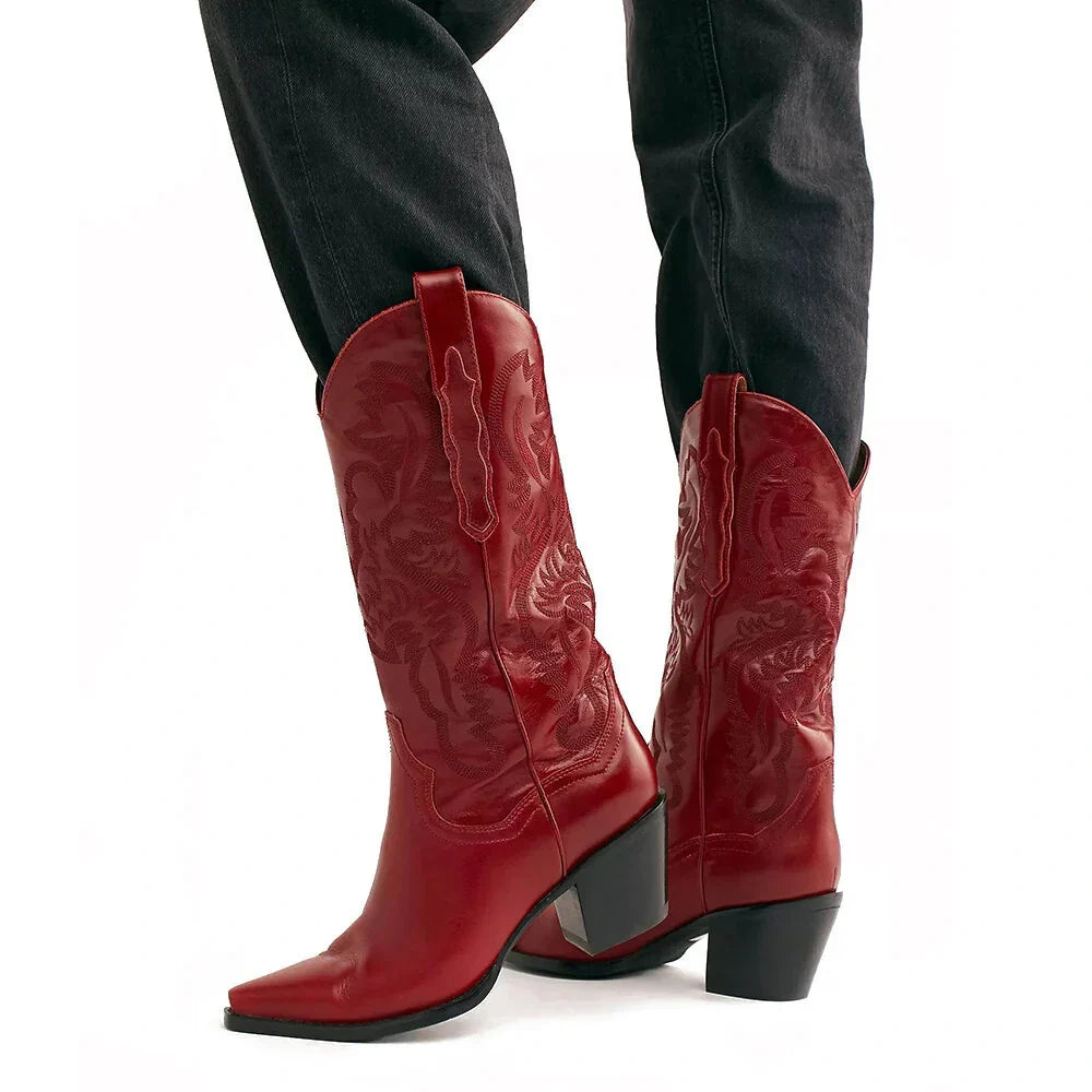 Claire | Women's Block Heel Pointed Toe Western Boots
