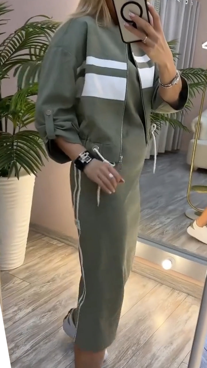 Feyra™ - Lässiges und Stilvolles Set mit Rundhalsausschnitt-Kleid und Jacke für Damen