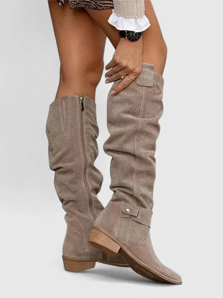 Edna | Women's Orthopedic Knee High Boots with Side Zipper and Ankle Buckle