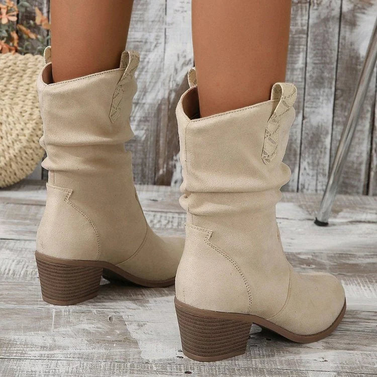 Hannah | Women's Block Heel Western Cowboy Ankle Boots with Tassel and Braided Accent