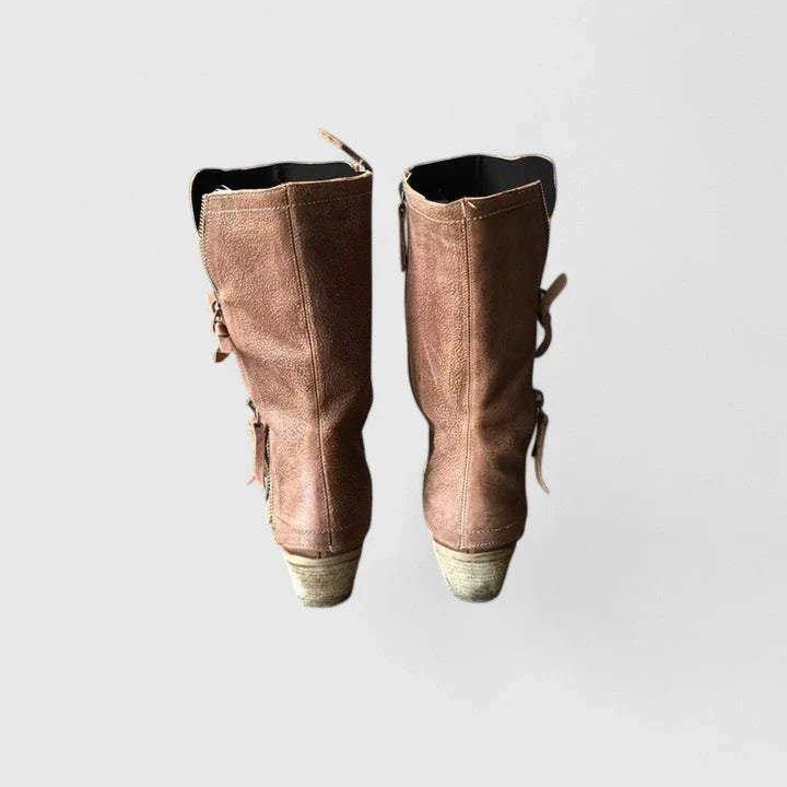 Hayley | Women's Western Block Heel Orthopedic Zip Up Boots with Western Charm