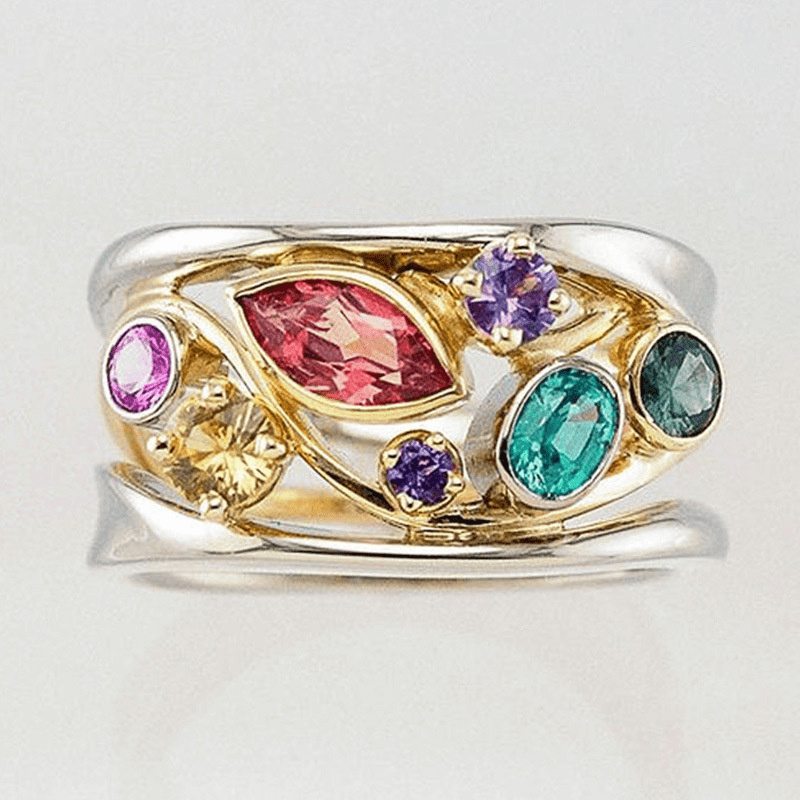 Vintage-Multicolor-Ring in Gold und Silber