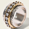 Vintage-Gold-Silber-Ring mit Zirkonias