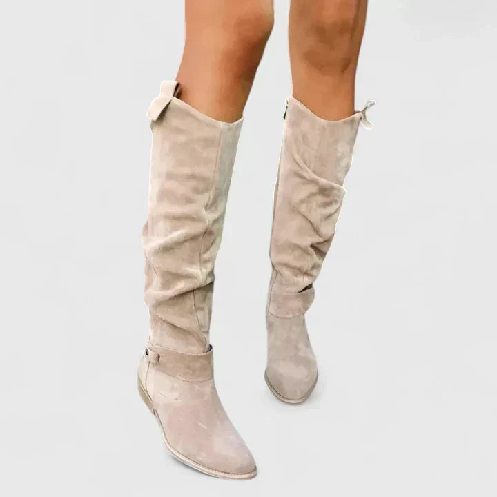 Lucy | Women's Block Heel Tall Orthopedic Knee High Boots with Zip Closure