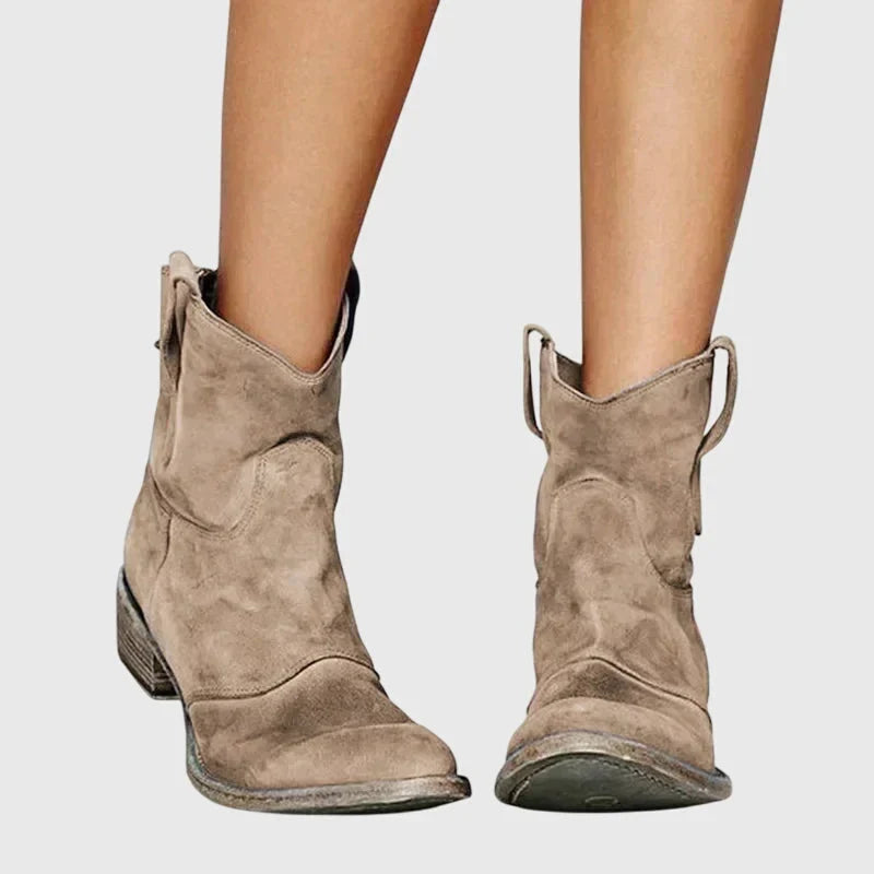 Maureen | Women's Block Heel Western Cowboy Ankle Boots with Pull Tabs