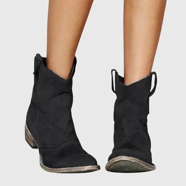 Maureen | Women's Block Heel Western Cowboy Ankle Boots with Pull Tabs