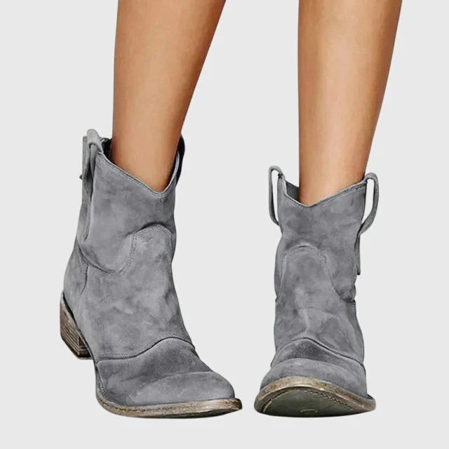 Maureen | Women's Block Heel Western Cowboy Ankle Boots with Pull Tabs
