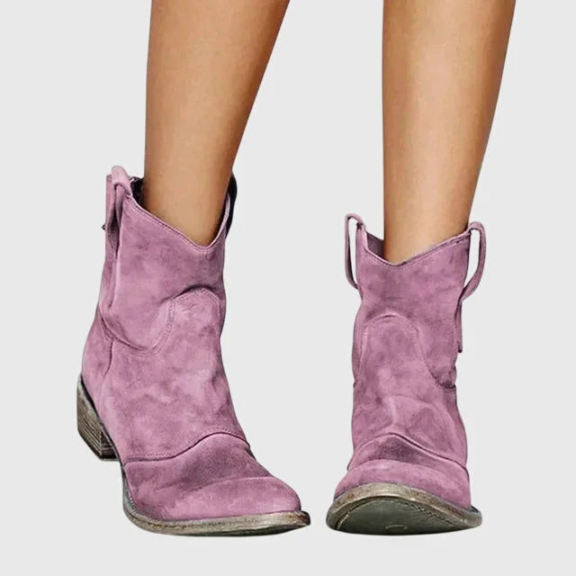 Maureen | Women's Block Heel Western Cowboy Ankle Boots with Pull Tabs