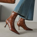 Sheepskin Boots For Women | Pointed Toe Ankle Zip Heel