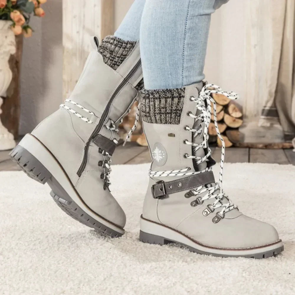 Snow Boots For Women | Lace-Up Knit Cuff Weatherproof