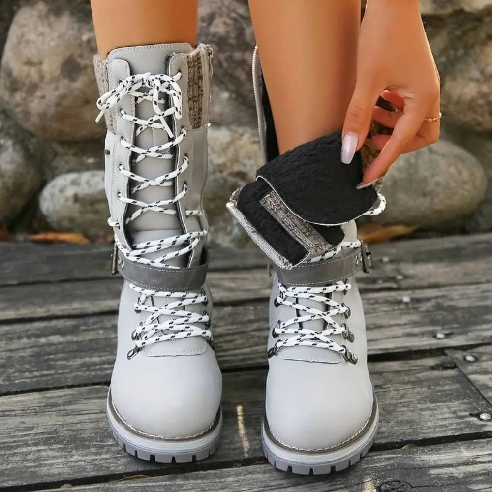Snow Boots For Women | Lace-Up Knit Cuff Weatherproof