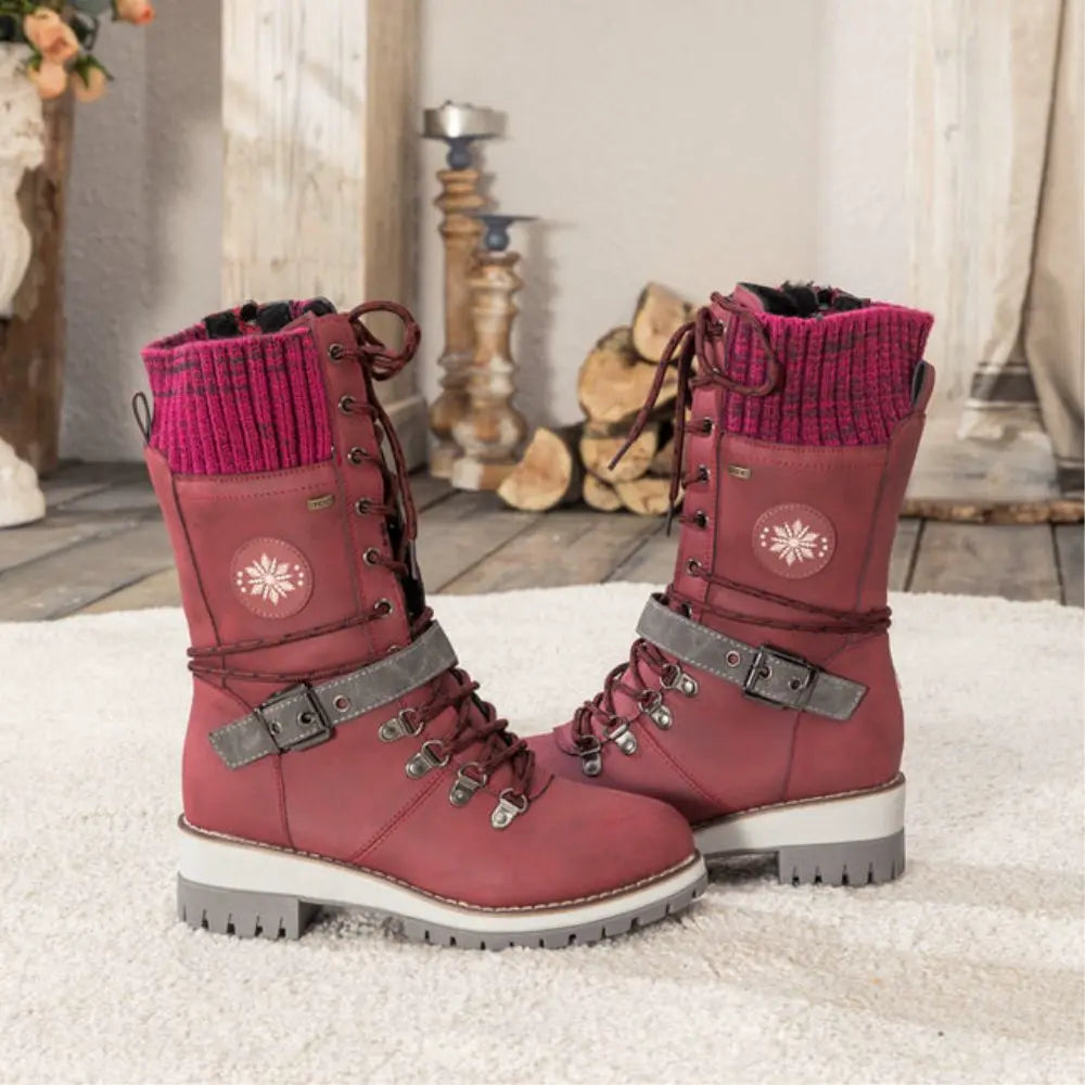 Snow Boots For Women | Lace-Up Knit Cuff Weatherproof
