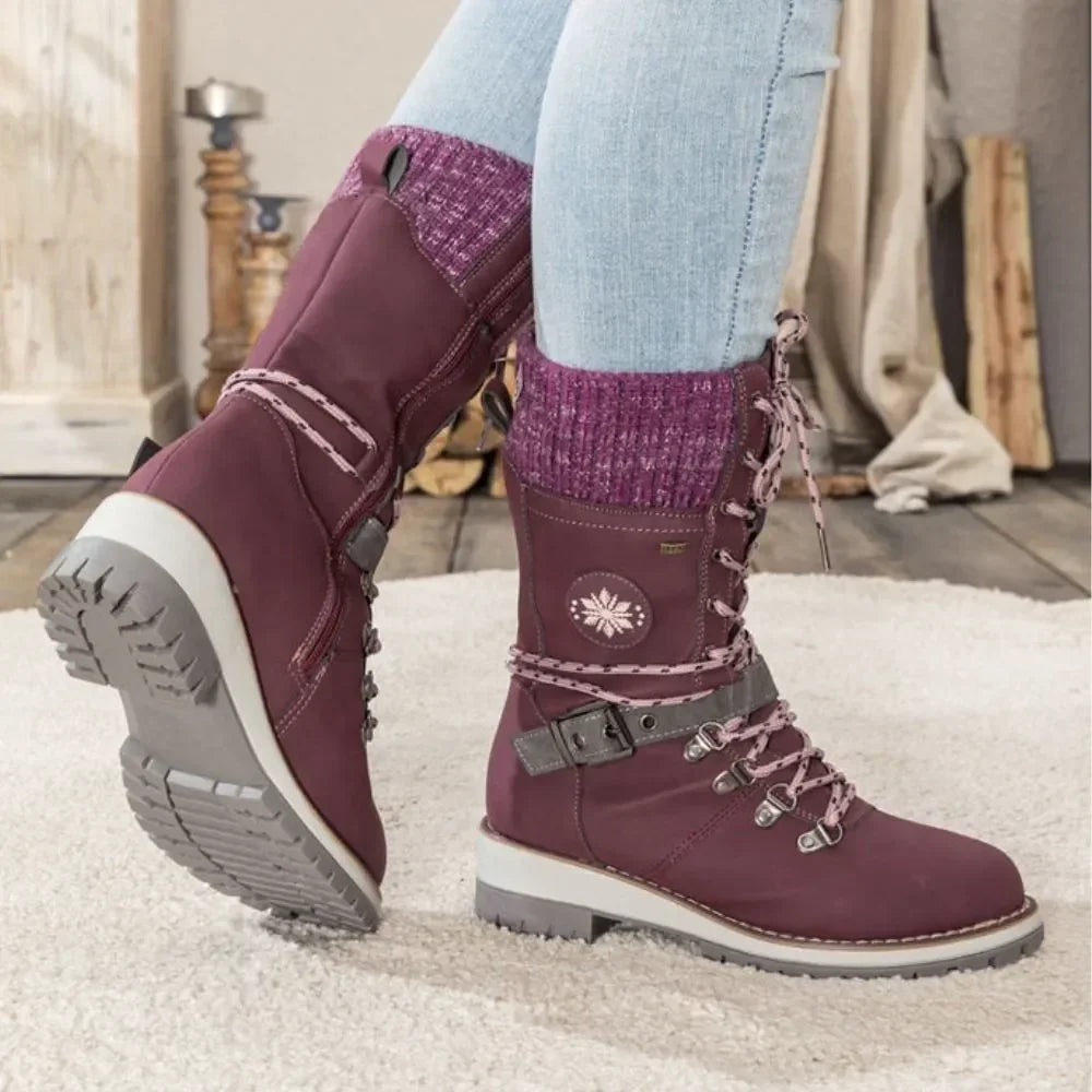 Snow Boots For Women | Lace-Up Knit Cuff Weatherproof