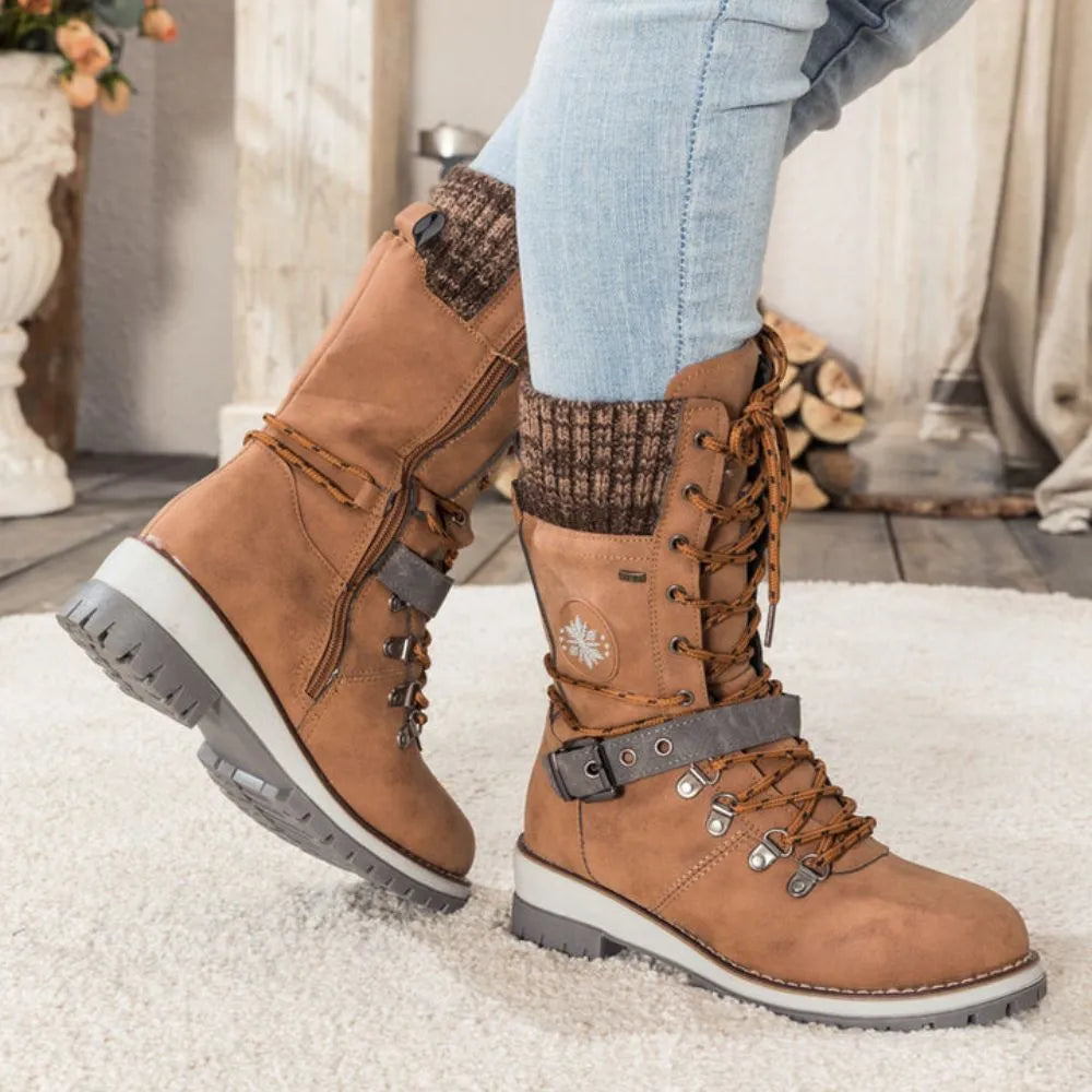Snow Boots For Women | Lace-Up Knit Cuff Weatherproof