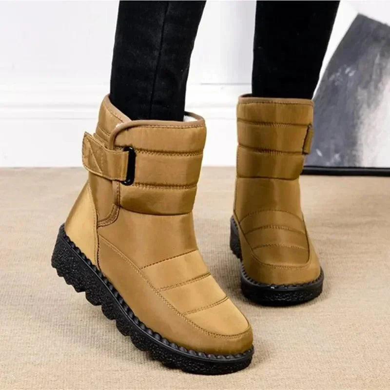 Waterproof Boots For Women | Quilted Ankle Buckle Chunky Sole