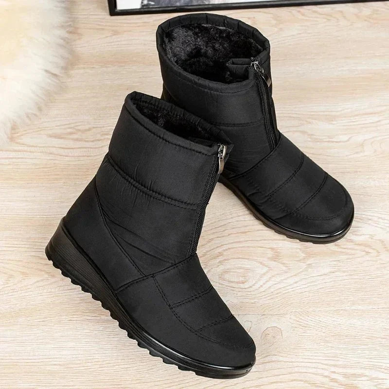 Waterproof Boots For Women | Quilted Ankle Buckle Chunky Sole