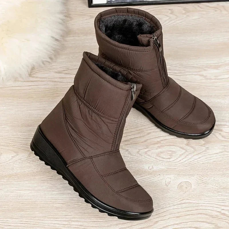 Waterproof Boots For Women | Quilted Ankle Buckle Chunky Sole