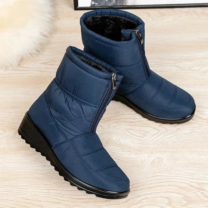 Waterproof Boots For Women | Quilted Ankle Buckle Chunky Sole